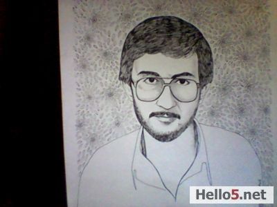 Çini  mürekkebi  ile  özel  kaliteli  bir kalem  ile  resim  çalışması .