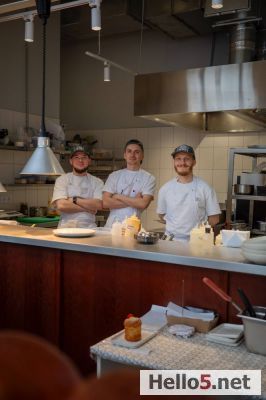 My colleagues and the cafe where I work.